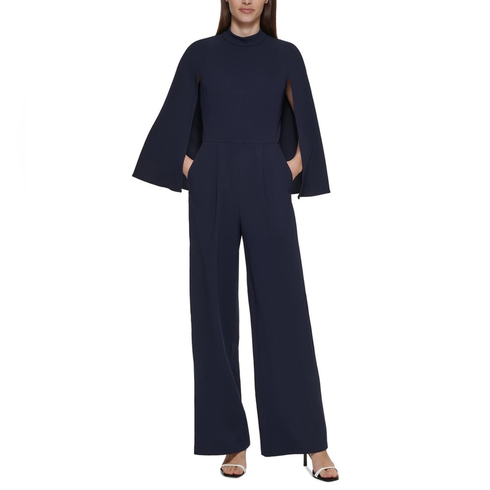 Navy Calvin Klein mock turtleneck jumpsuit, size 10 ￼